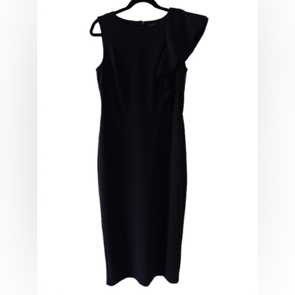 NWT Lauren Ralph Lauren Black Sleeveless Ruffle Scuba Midi Dress
Size 10 - Picture 3 of 9